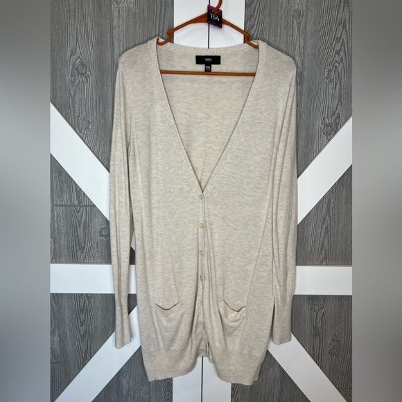 Mossimo Supply Co. Sweaters - B13.10 Mossimo Lightweight Tunic Casual Cream/Oatmeal Cardigan XXL
